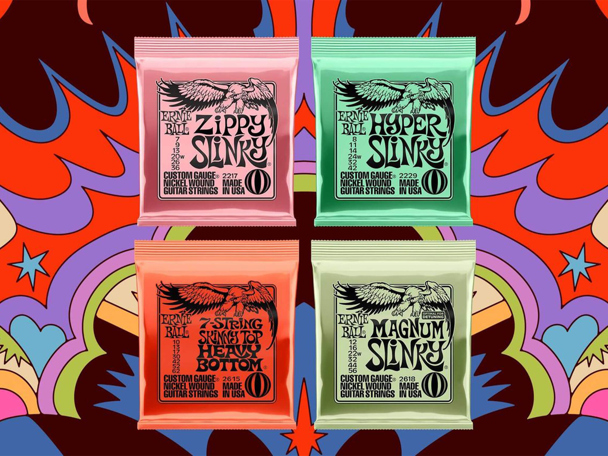 4 пачки струн Ernie Ball Slinky